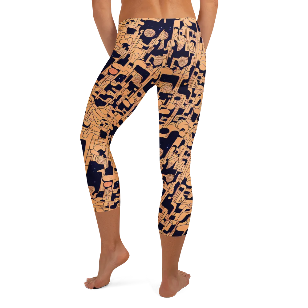 Apricot Orbit on Capri Leggings — Back