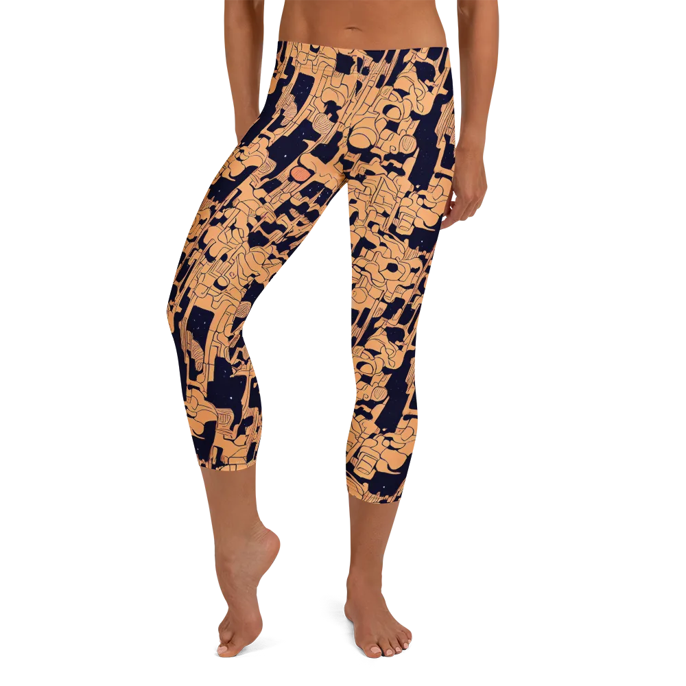 Apricot Orbit on Capri Leggings — Front