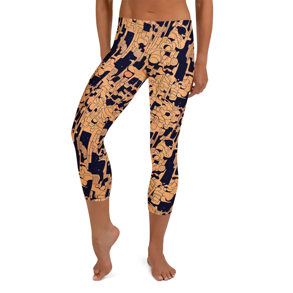 Apricot Orbit on Capri Leggings — Front