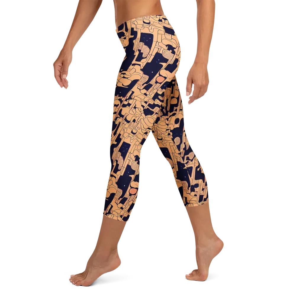 Apricot Orbit on Capri Leggings — Left