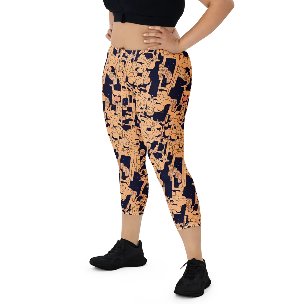 Apricot Orbit on Capri Leggings — Front