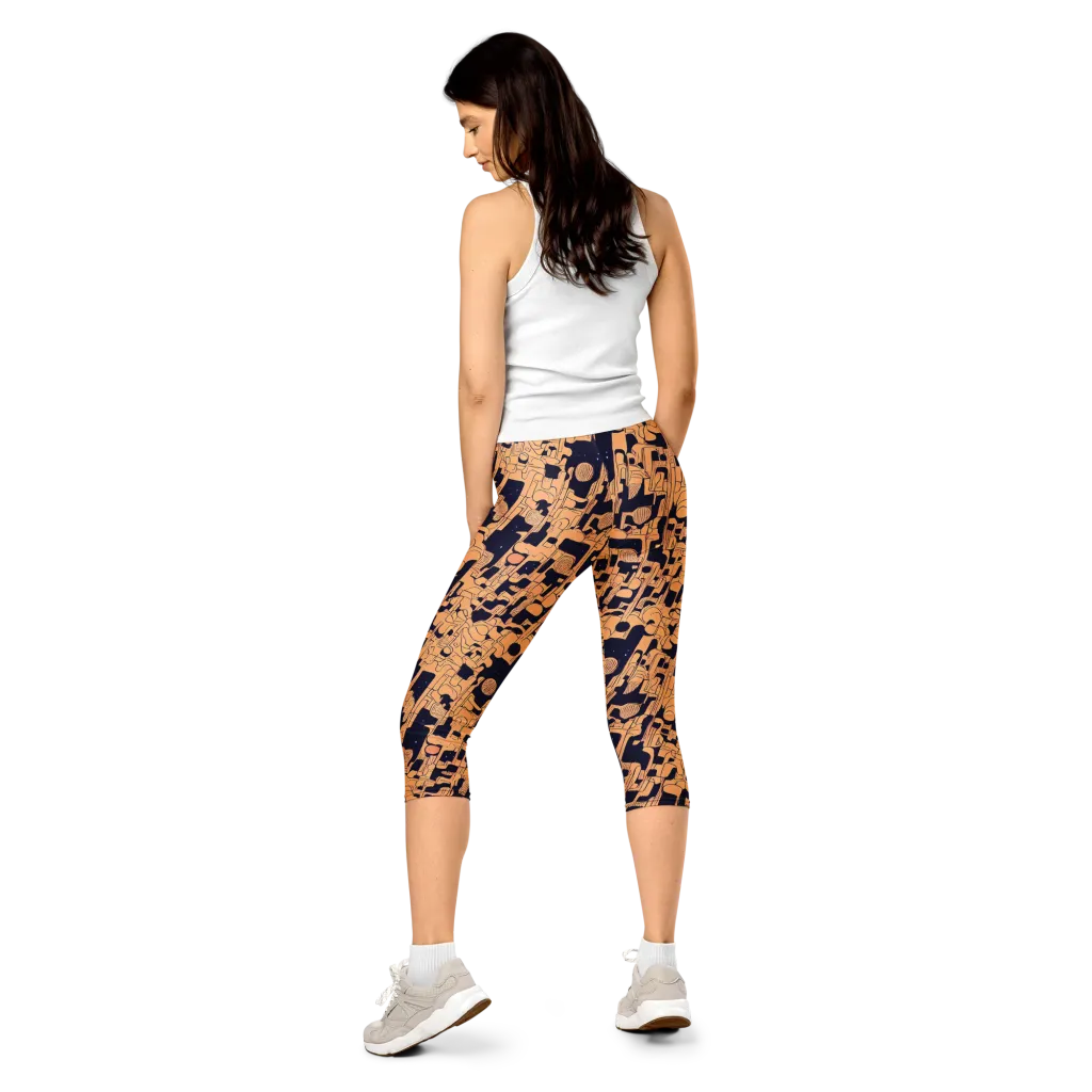 Apricot Orbit on Capri Leggings — Back