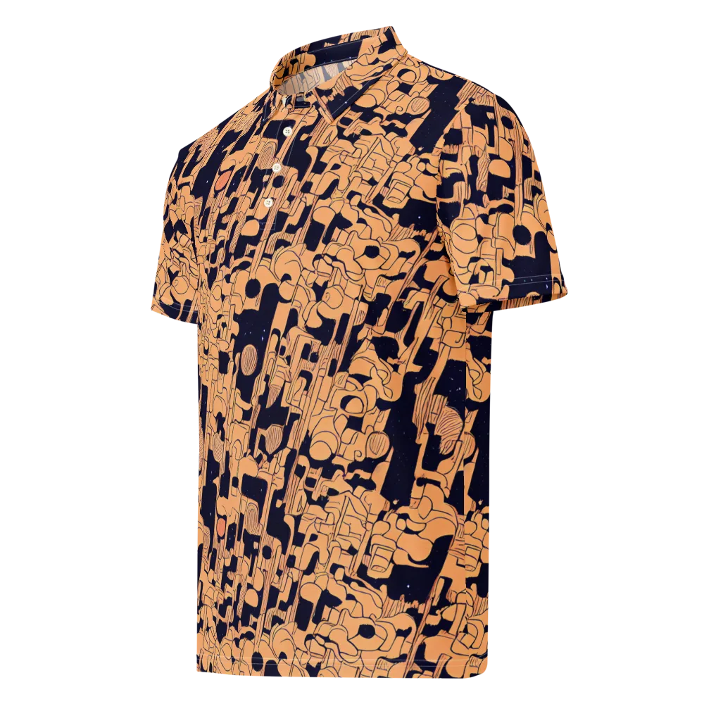 Apricot Orbit on Men's Slim Fit Polo Shirt — Left Front