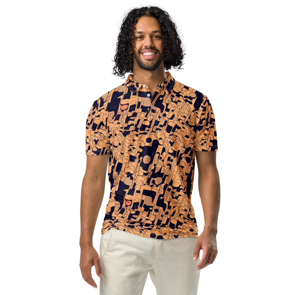 Apricot Orbit on Men's Slim Fit Polo Shirt — Front