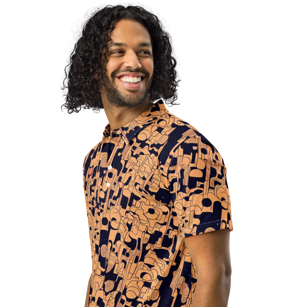 Apricot Orbit on Men's Slim Fit Polo Shirt — Left Front