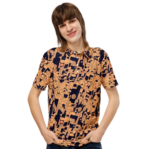Apricot Orbit on a Men's Slim Fit Polo Shirt