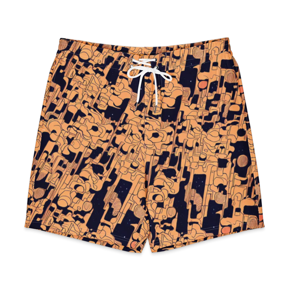 Apricot Orbit on Men's Board Shorts — Front