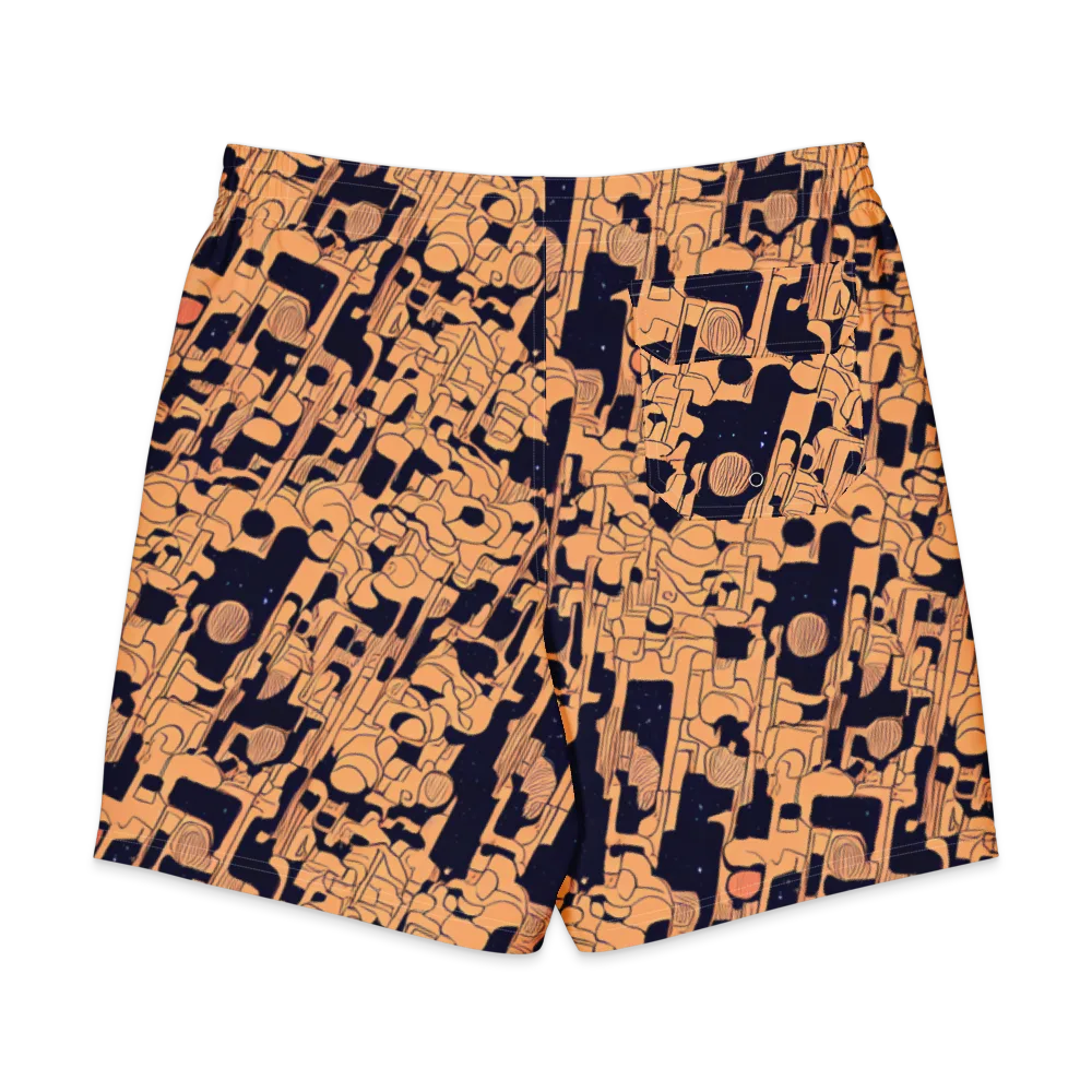 Apricot Orbit on Men's Board Shorts — Back