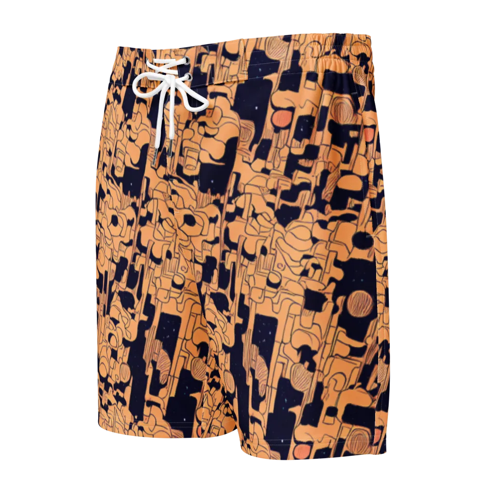 Apricot Orbit on Men's Board Shorts — Front