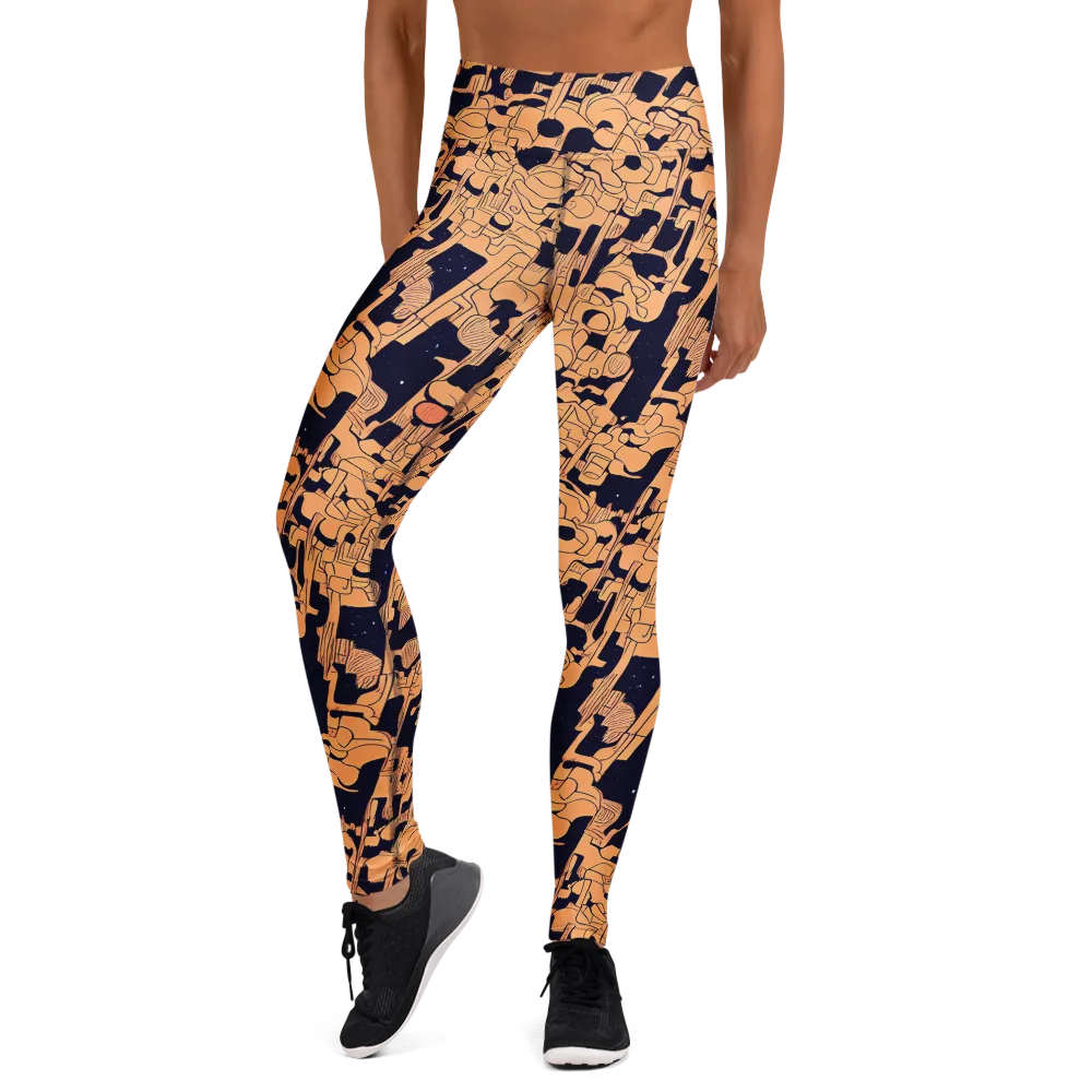 Apricot Orbit on Yoga Leggings — Front