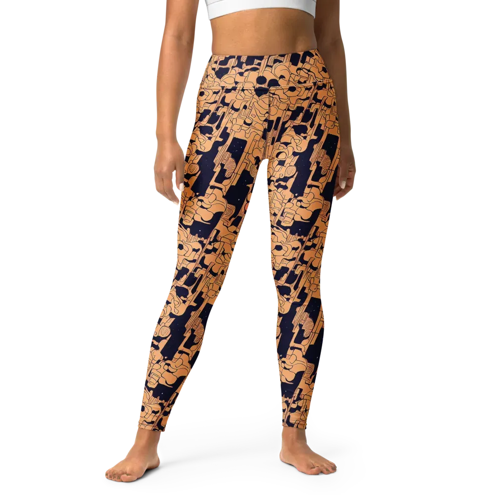 Apricot Orbit on Yoga Leggings — Front