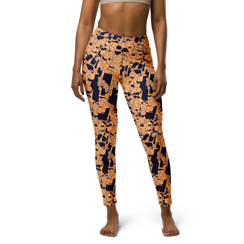 Apricot Orbit on Yoga Leggings — Front