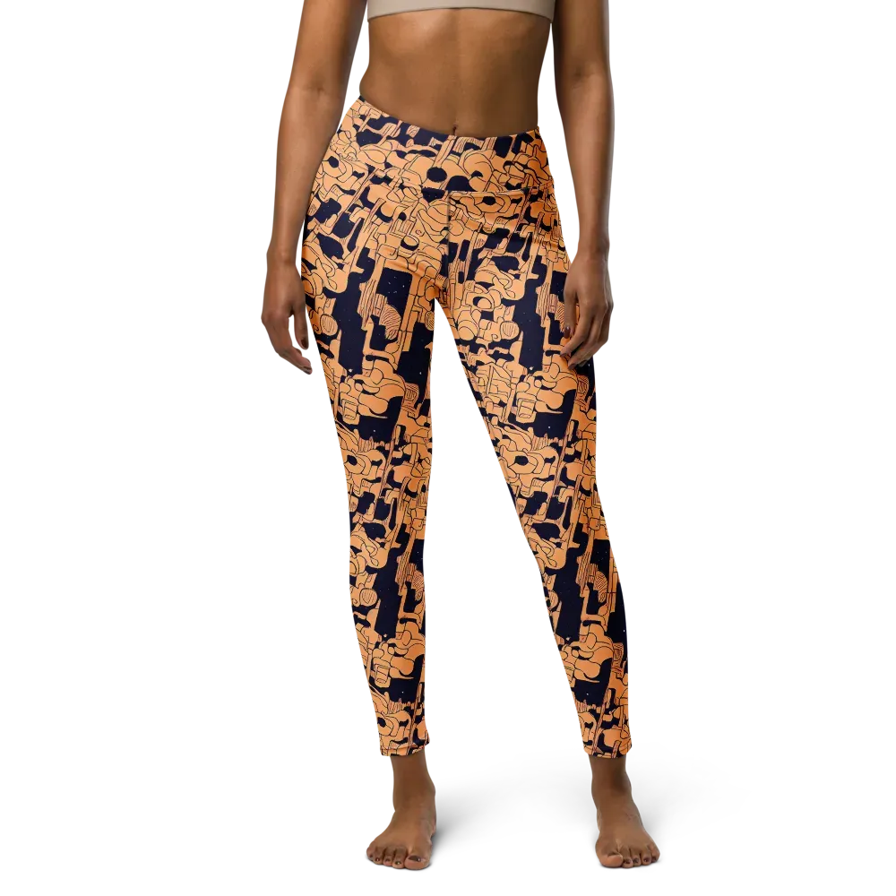 Apricot Orbit on Yoga Leggings — Front