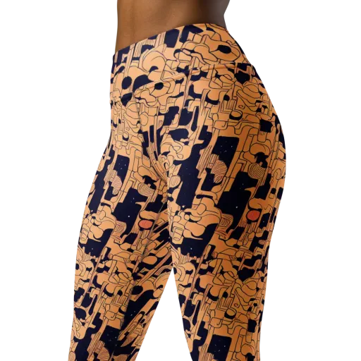Apricot Orbit on a Yoga Leggings