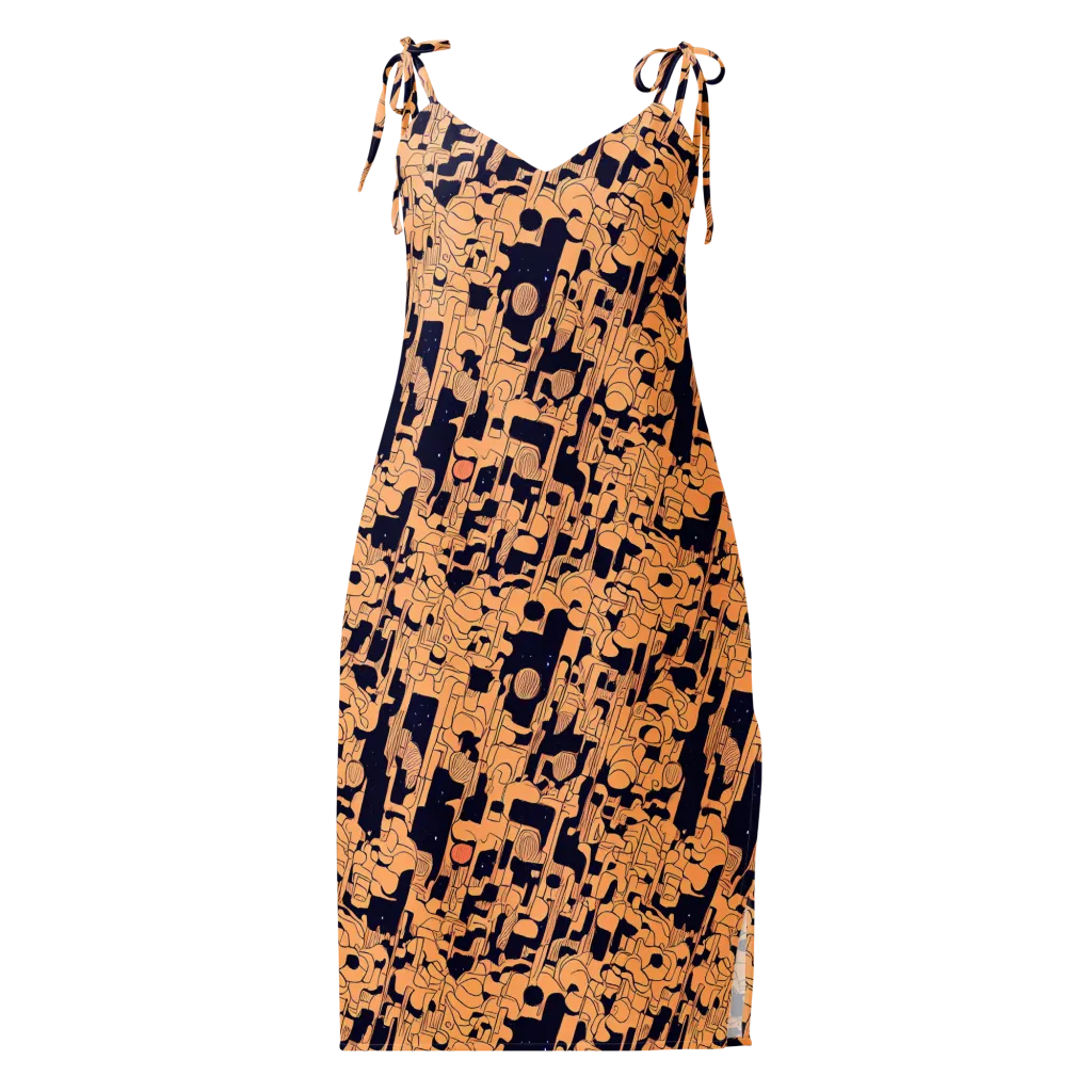 Apricot Orbit on Slip Dress — Front
