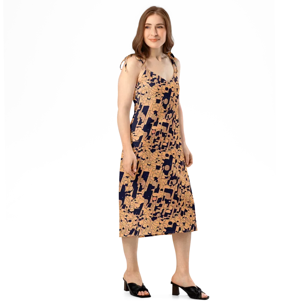 Apricot Orbit on Slip Dress — Right Front