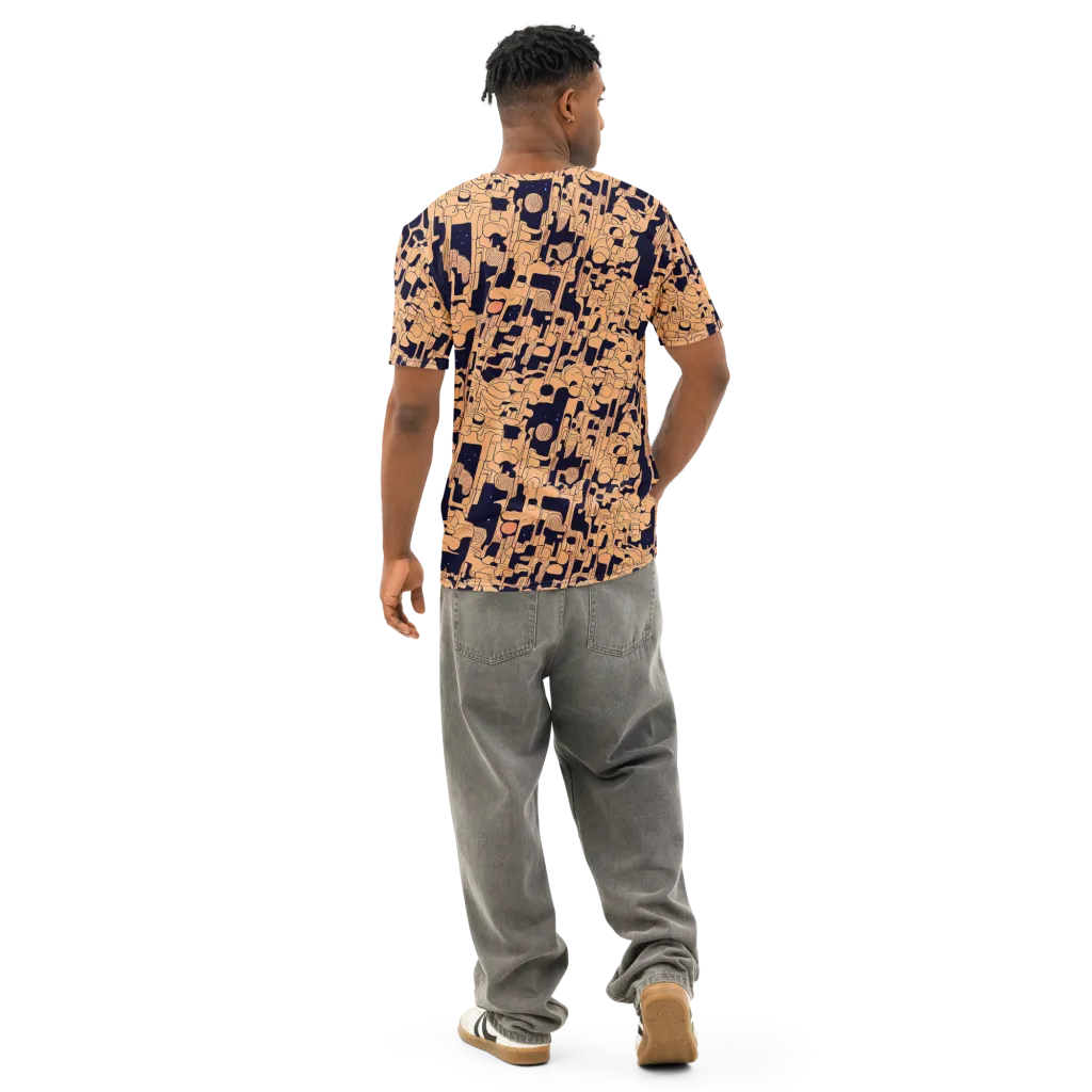 Apricot Orbit on Men's Cotton Crew Neck T-Shirt — Back