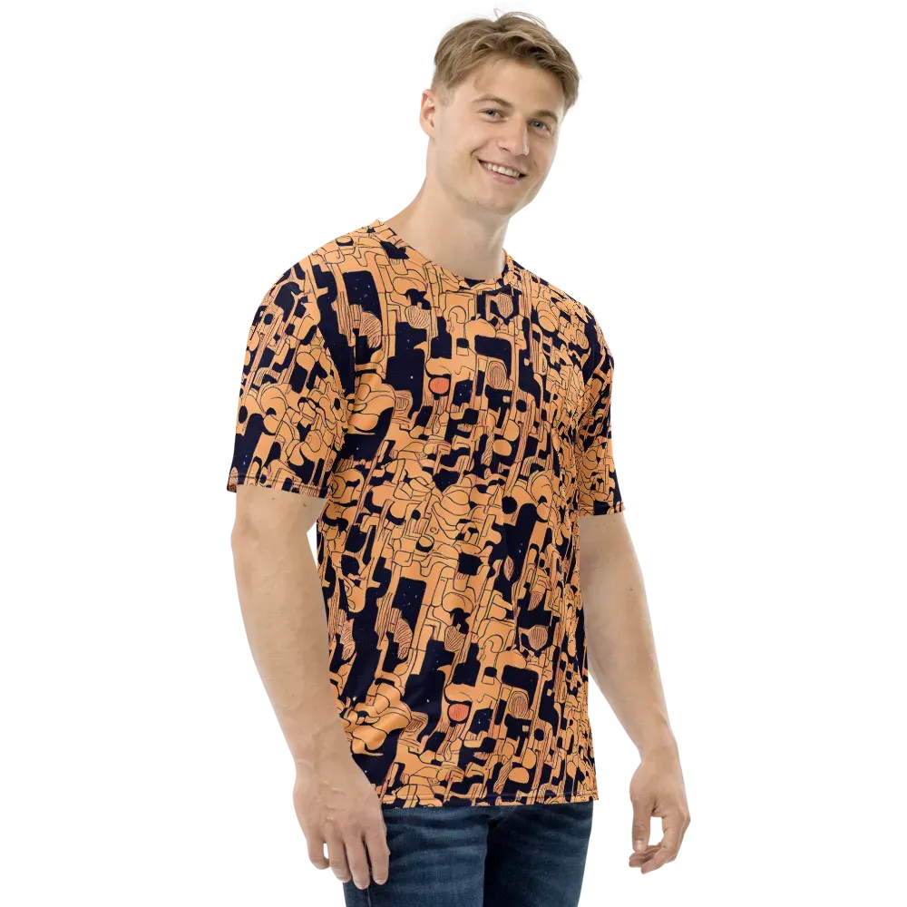 Apricot Orbit on Men's Crew Neck T-Shirt — Right