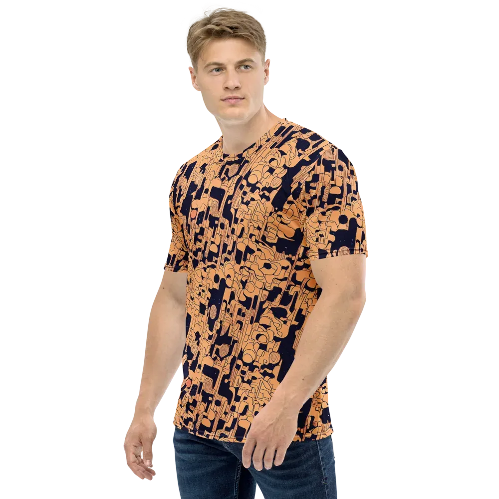Apricot Orbit on Men's Crew Neck T-Shirt — Left