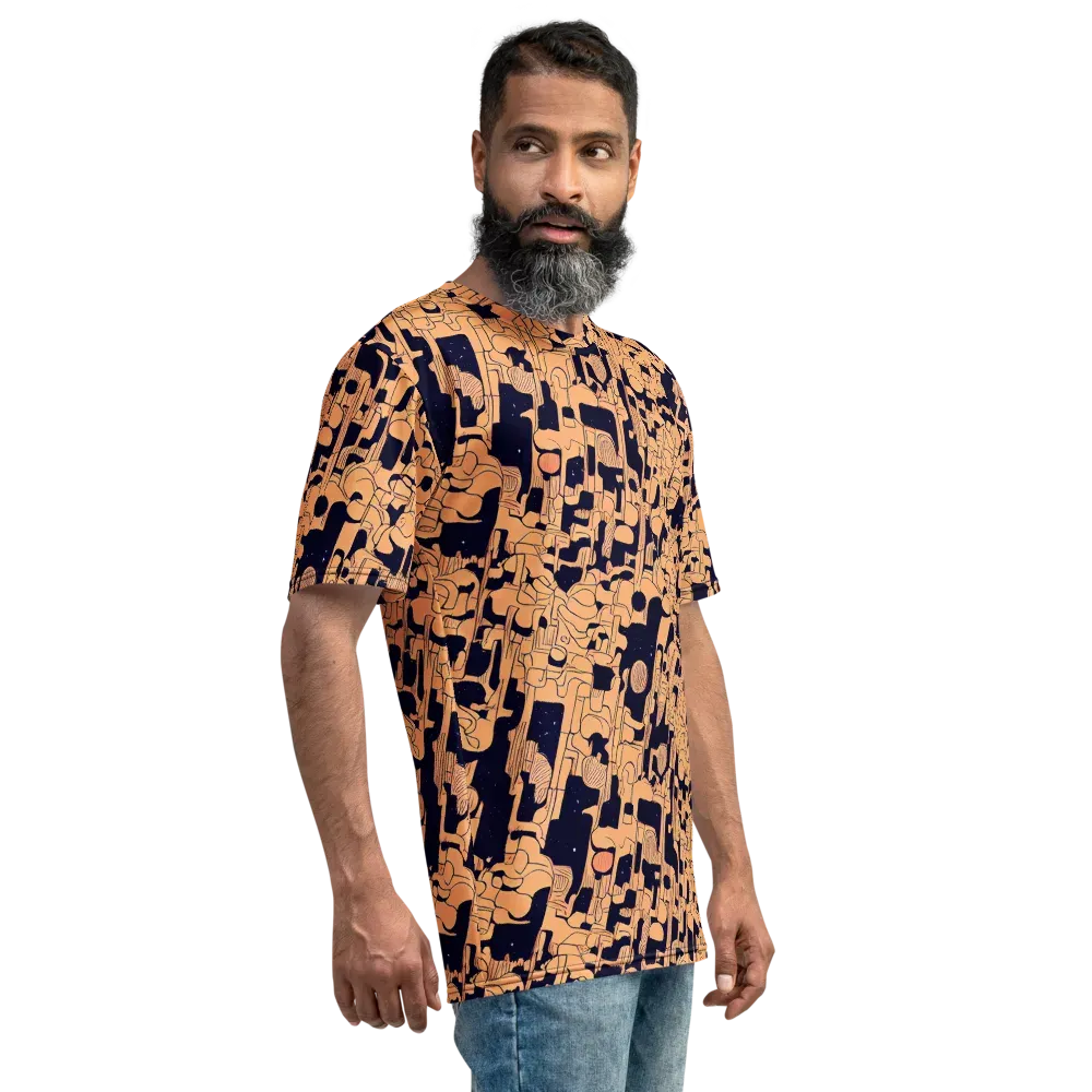 Apricot Orbit on Men's Crew Neck T-Shirt — Right