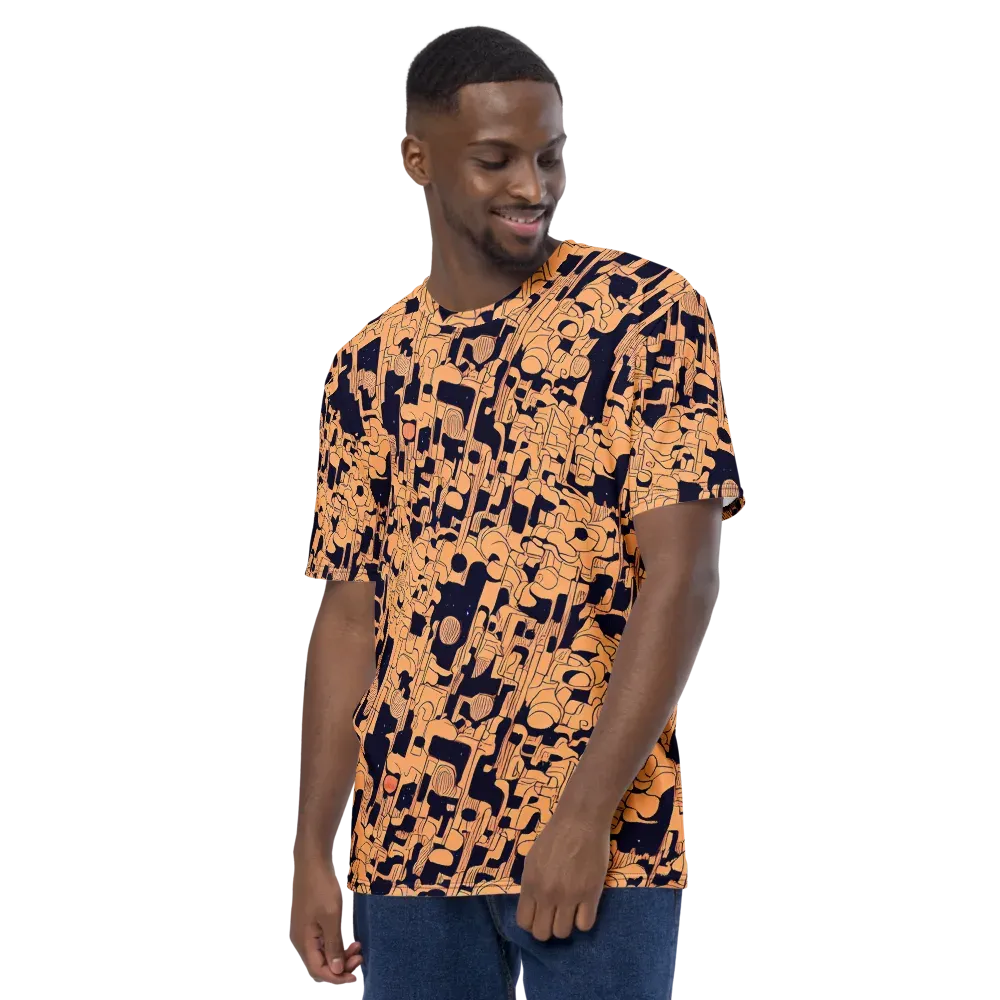 Apricot Orbit on Men's Crew Neck T-Shirt — Left