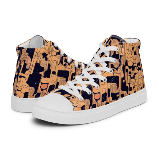Apricot Orbit on a Men's High Top Canvas Shoes
