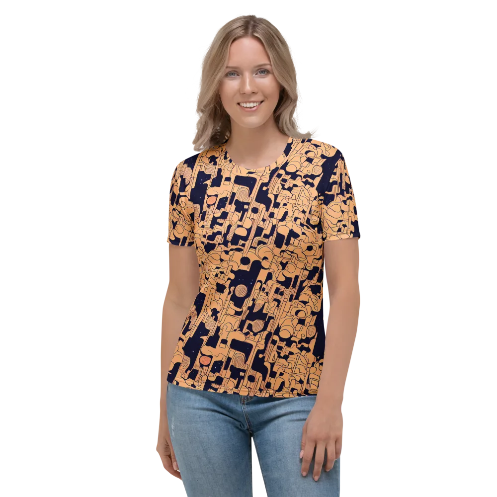 Apricot Orbit on Women's Crew Neck T-Shirt — Front