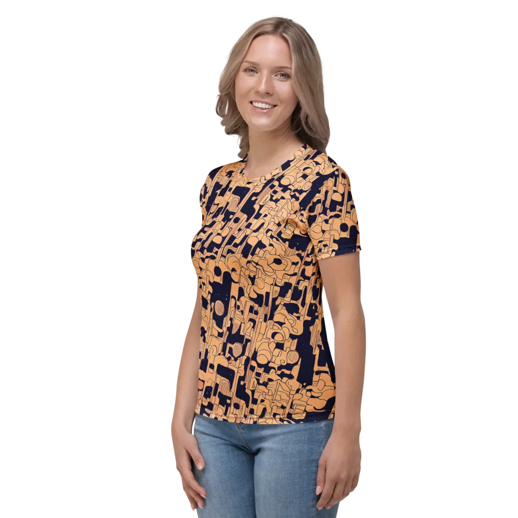 Apricot Orbit on Women's Crew Neck T-Shirt — Left