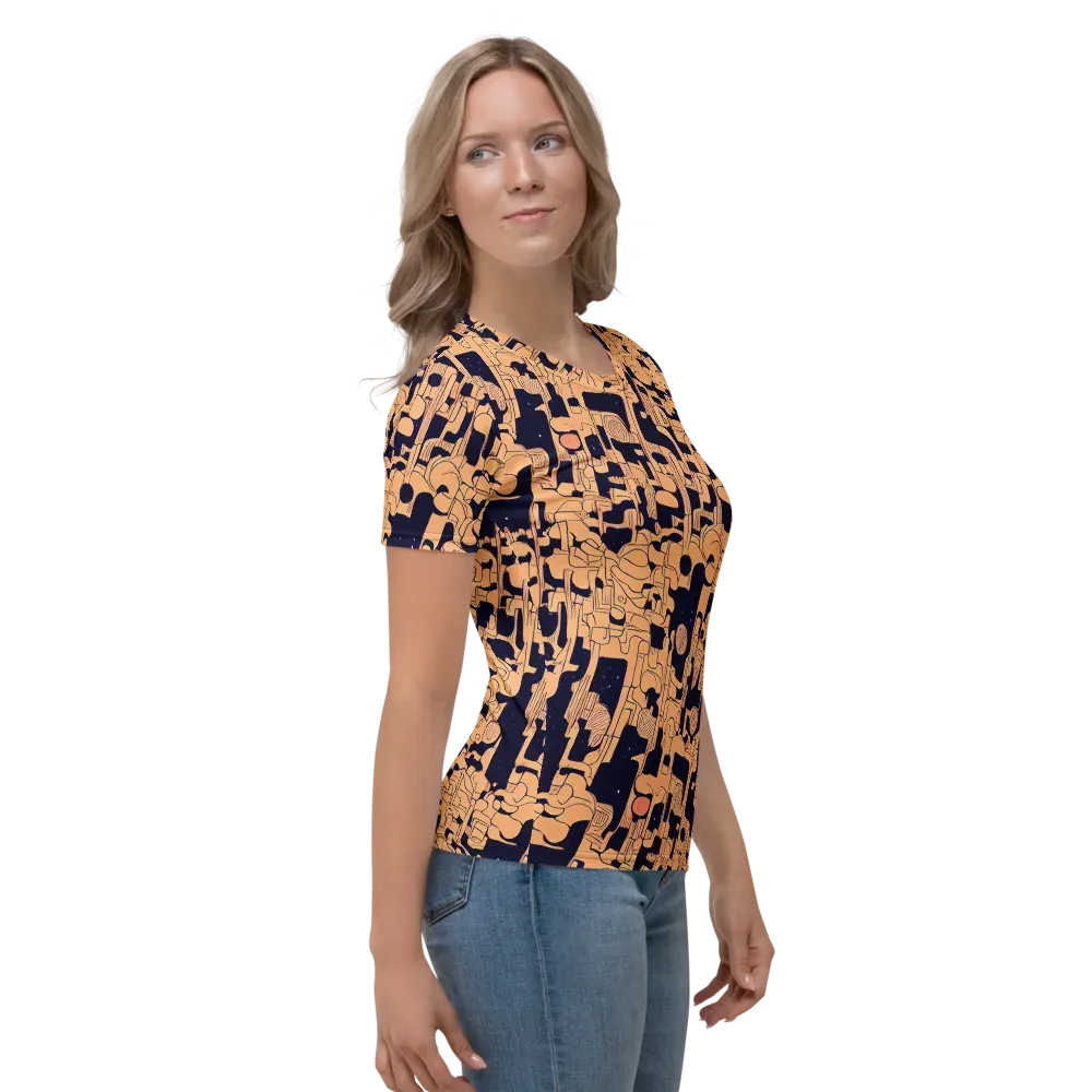 Apricot Orbit on Women's Crew Neck T-Shirt — Right
