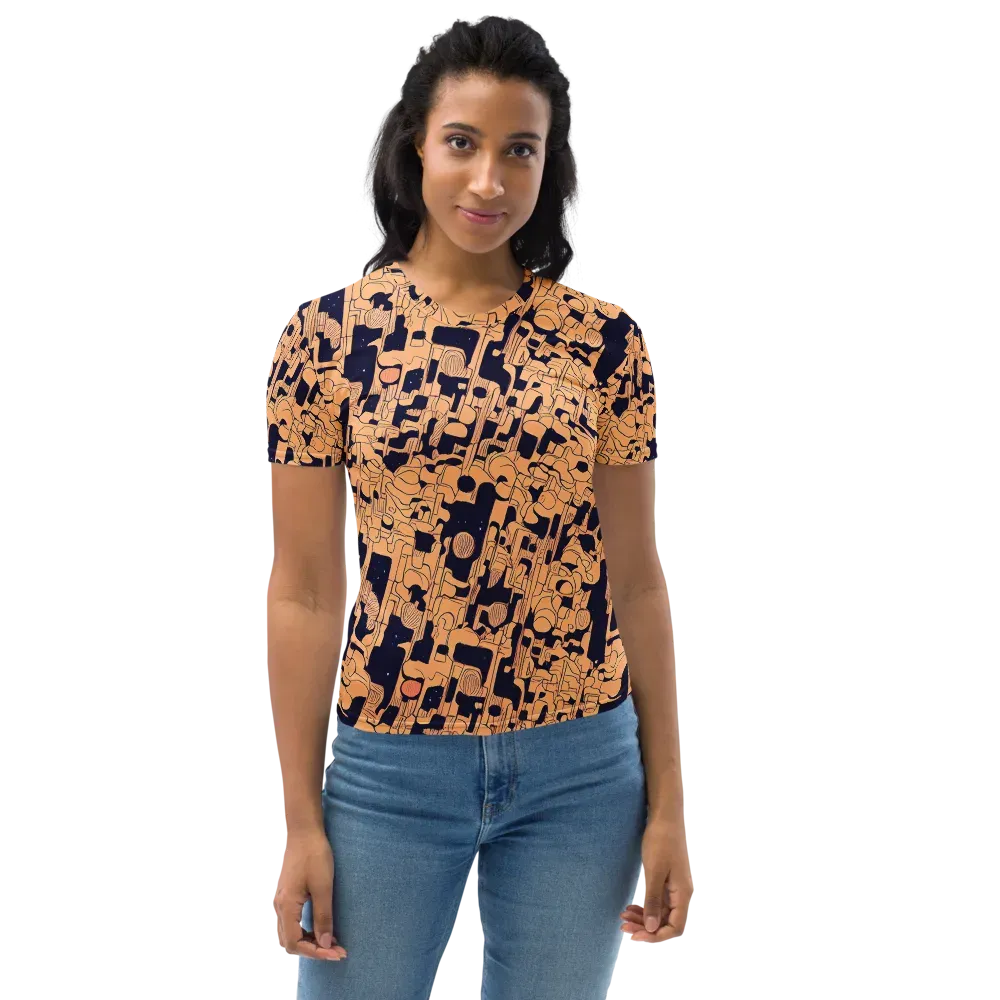 Apricot Orbit on Women's Crew Neck T-Shirt — Front