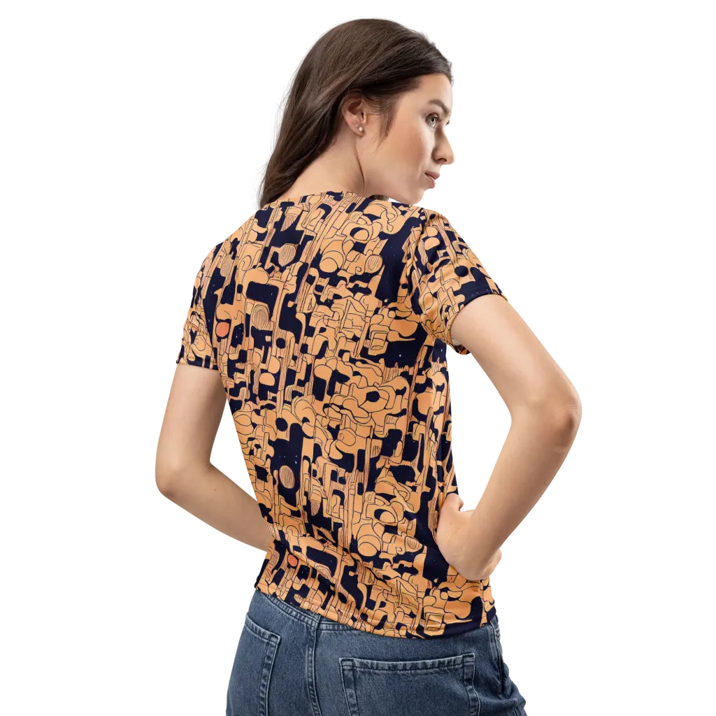 Apricot Orbit on Women's Crew Neck T-Shirt — Back