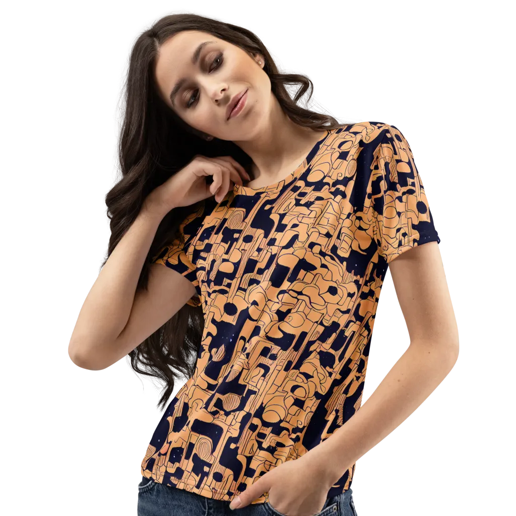 Apricot Orbit on Women's Crew Neck T-Shirt — Left Front