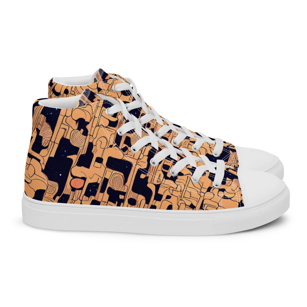 Apricot Orbit on Women's High Top Canvas Shoes — Right