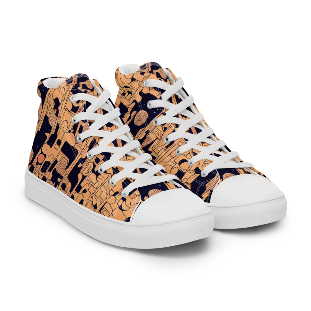 Apricot Orbit on Women's High Top Canvas Shoes — Right Front
