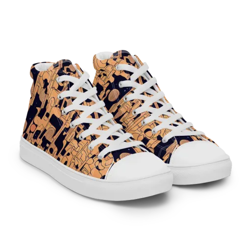 Apricot Orbit on a Women's High Top Canvas Shoes