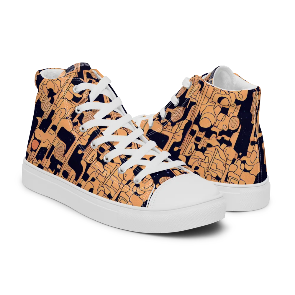 Apricot Orbit on Women's High Top Canvas Shoes — Right