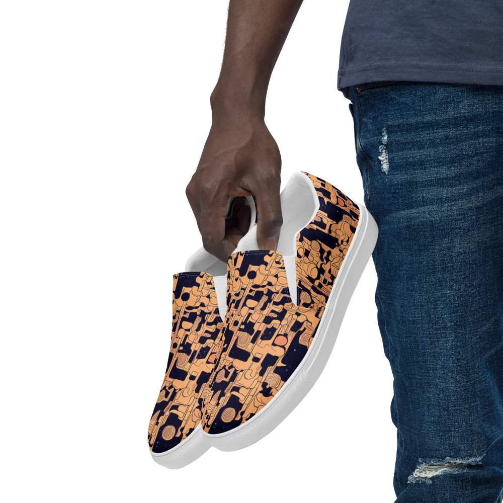 Apricot Orbit on Men's Slip-On Canvas Shoes — Left Front