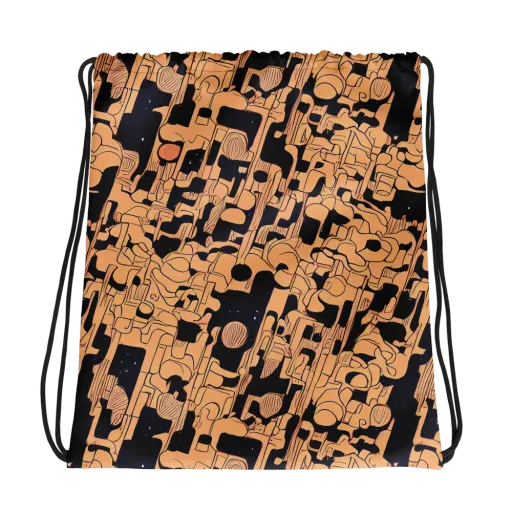 Apricot Orbit on a Drawstring Bag