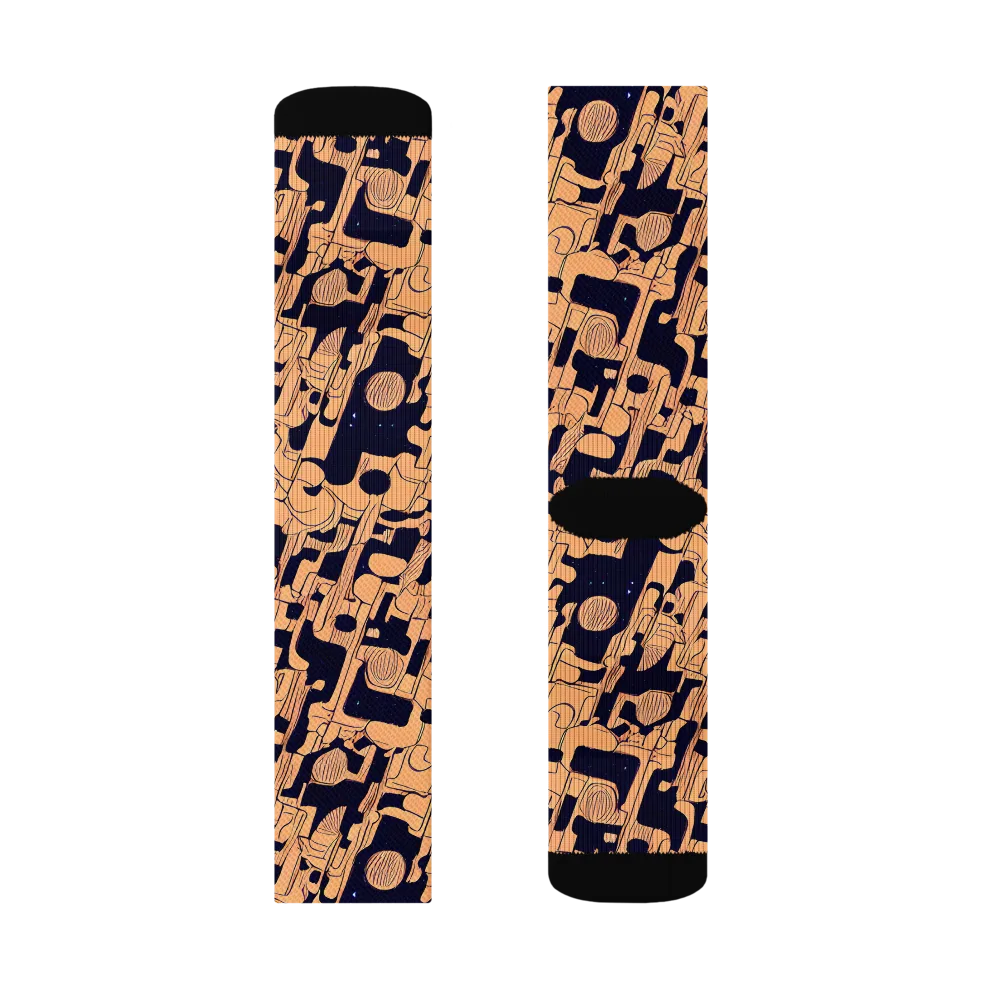 Apricot Orbit on Socks — Left Sock