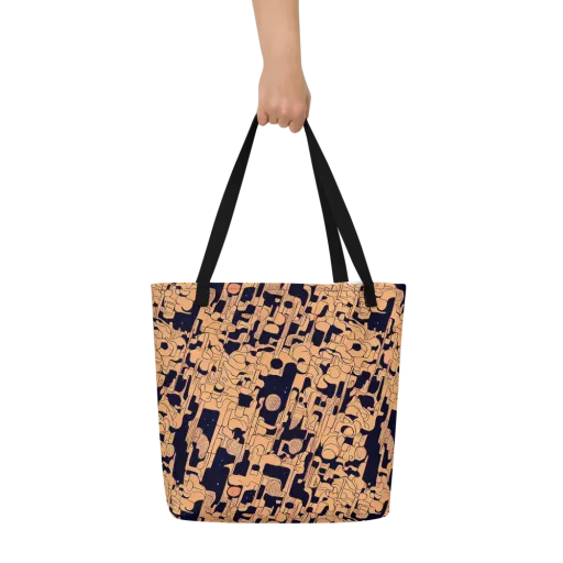Apricot Orbit on a Large Tote Bag W/ Pocket