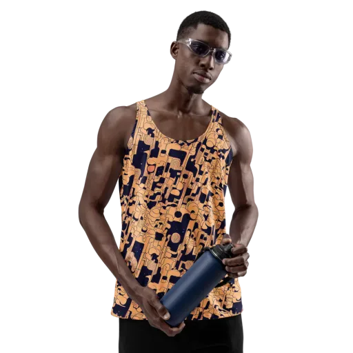 Apricot Orbit on a Men's Tank Top