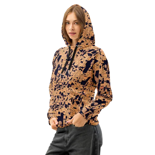 Apricot Orbit on a Cotton Hoodie