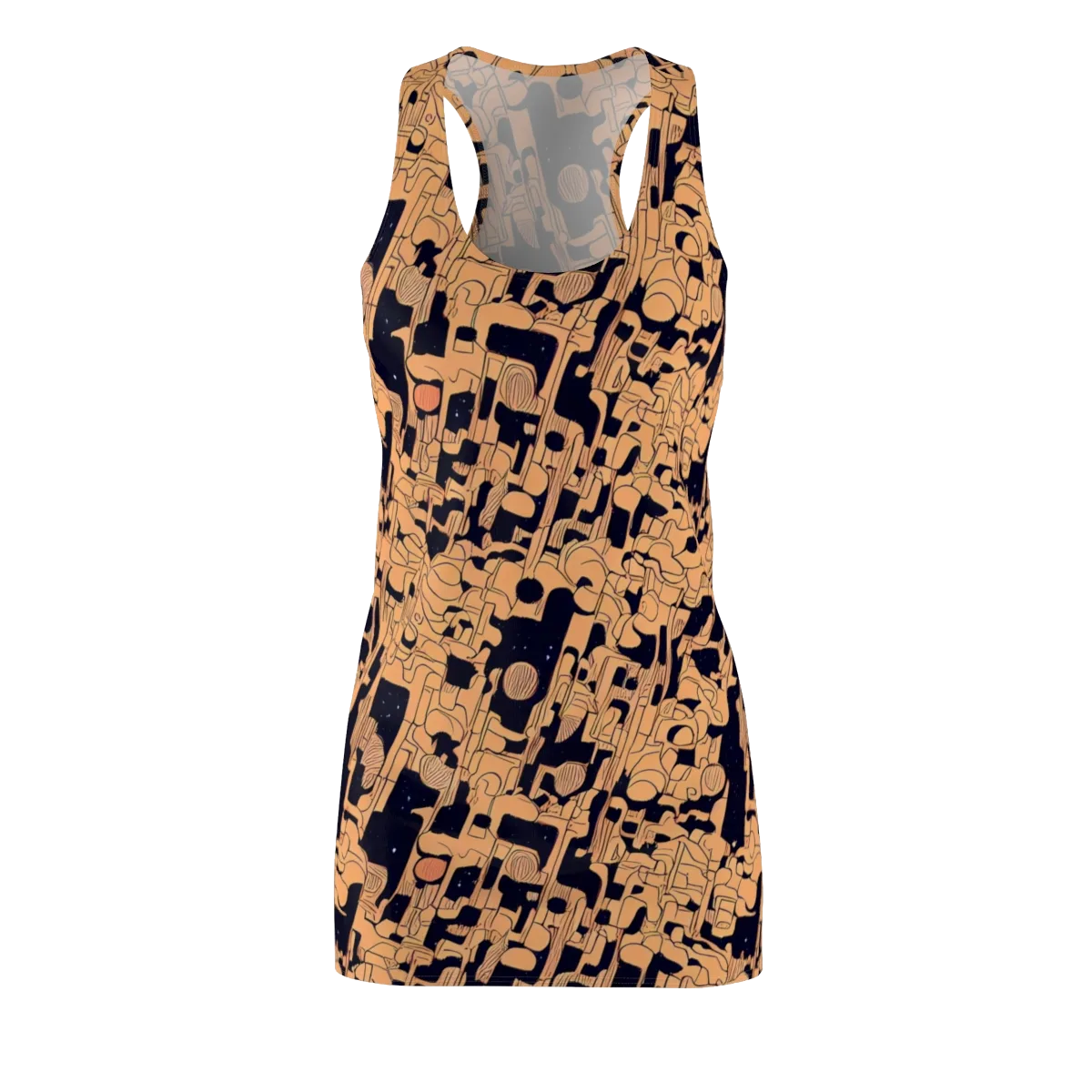 Apricot Orbit on Racerback Dress — Front