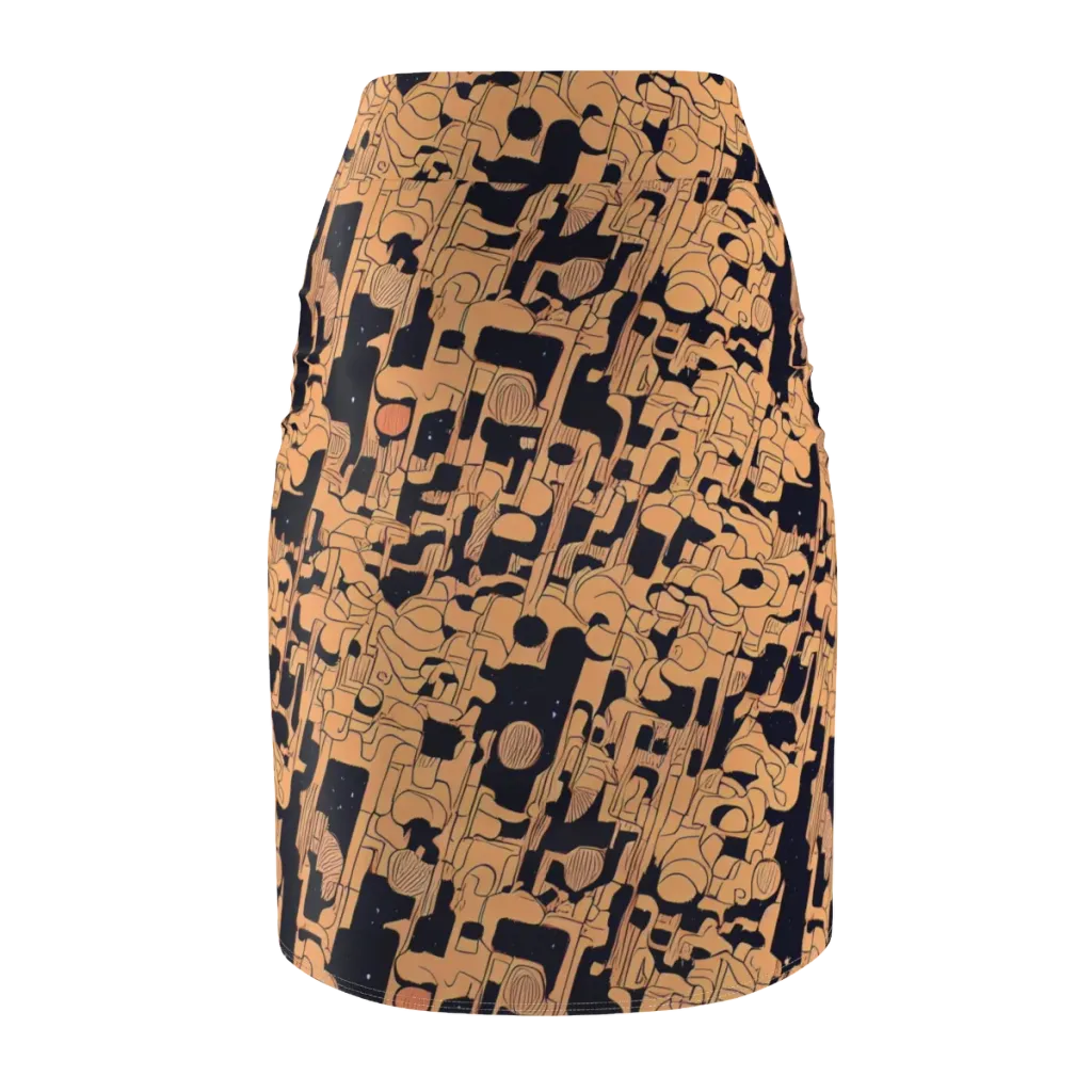 Apricot Orbit on Pencil Skirt — Back
