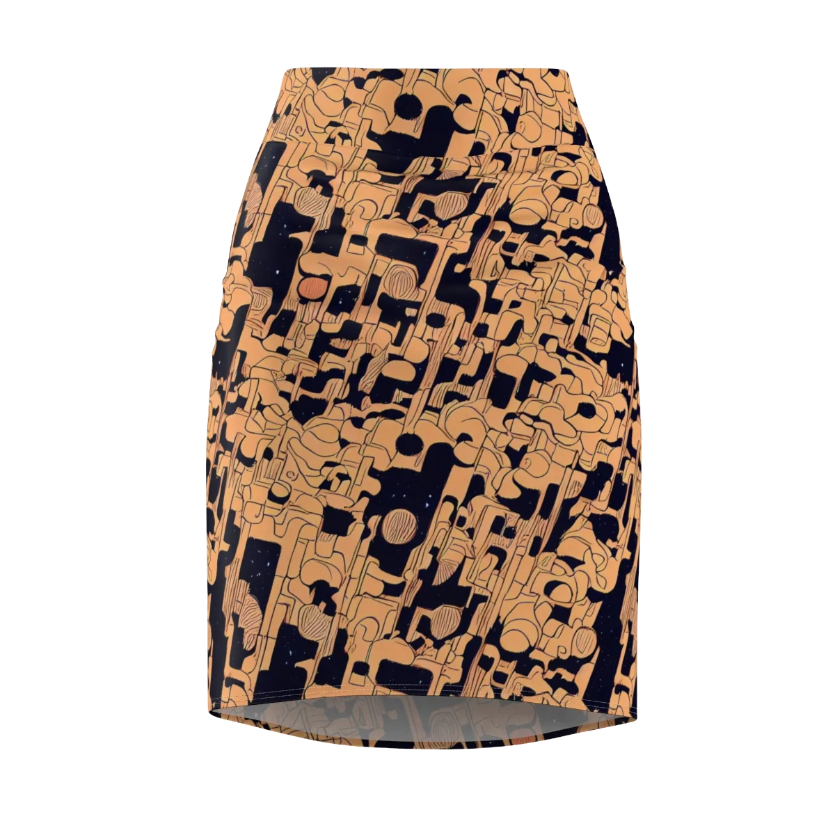 Apricot Orbit on Pencil Skirt — Front