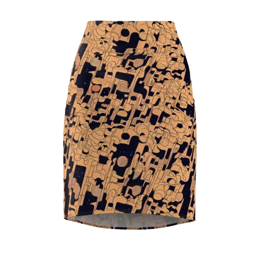 Apricot Orbit on a Pencil Skirt