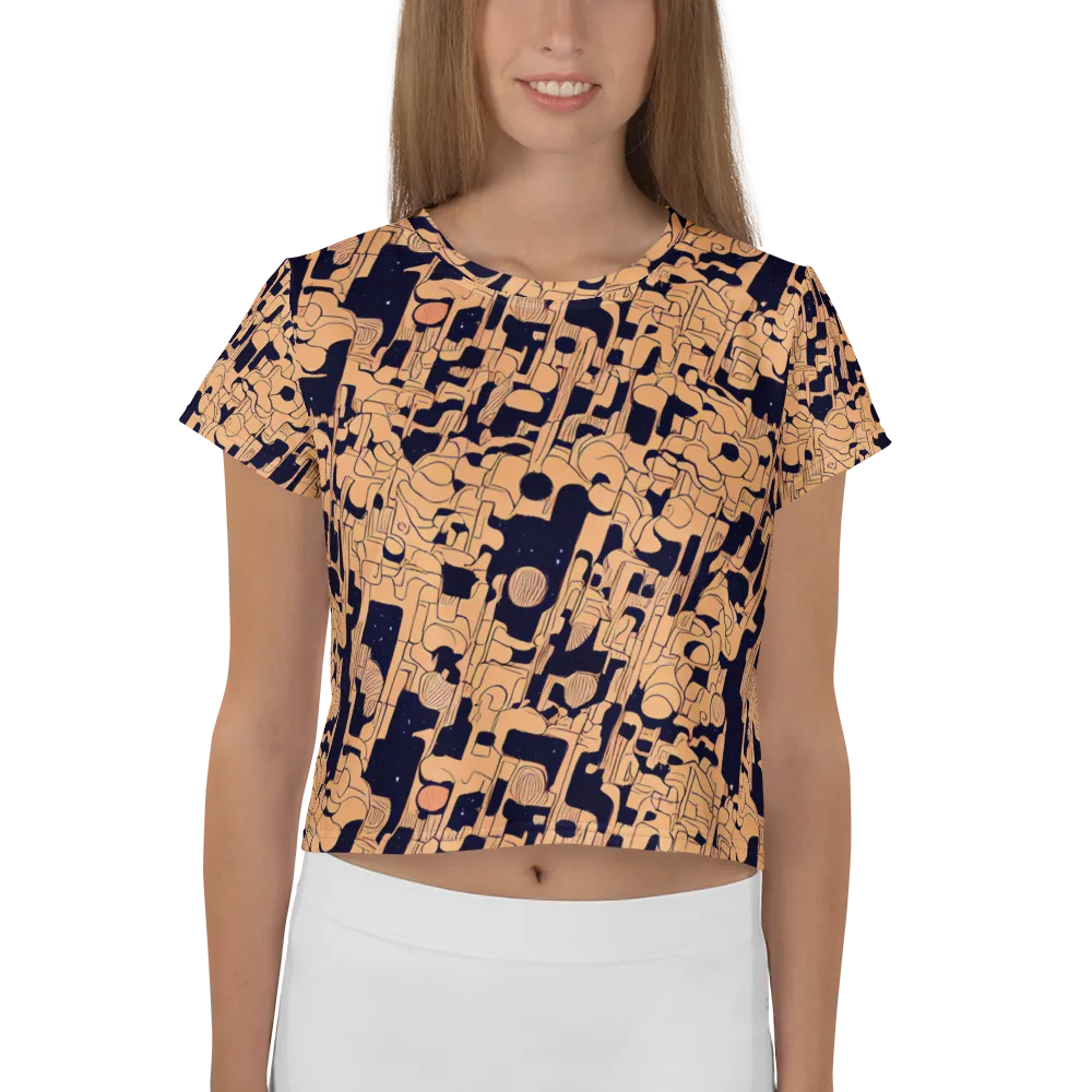 Apricot Orbit on Crop Tee — Front