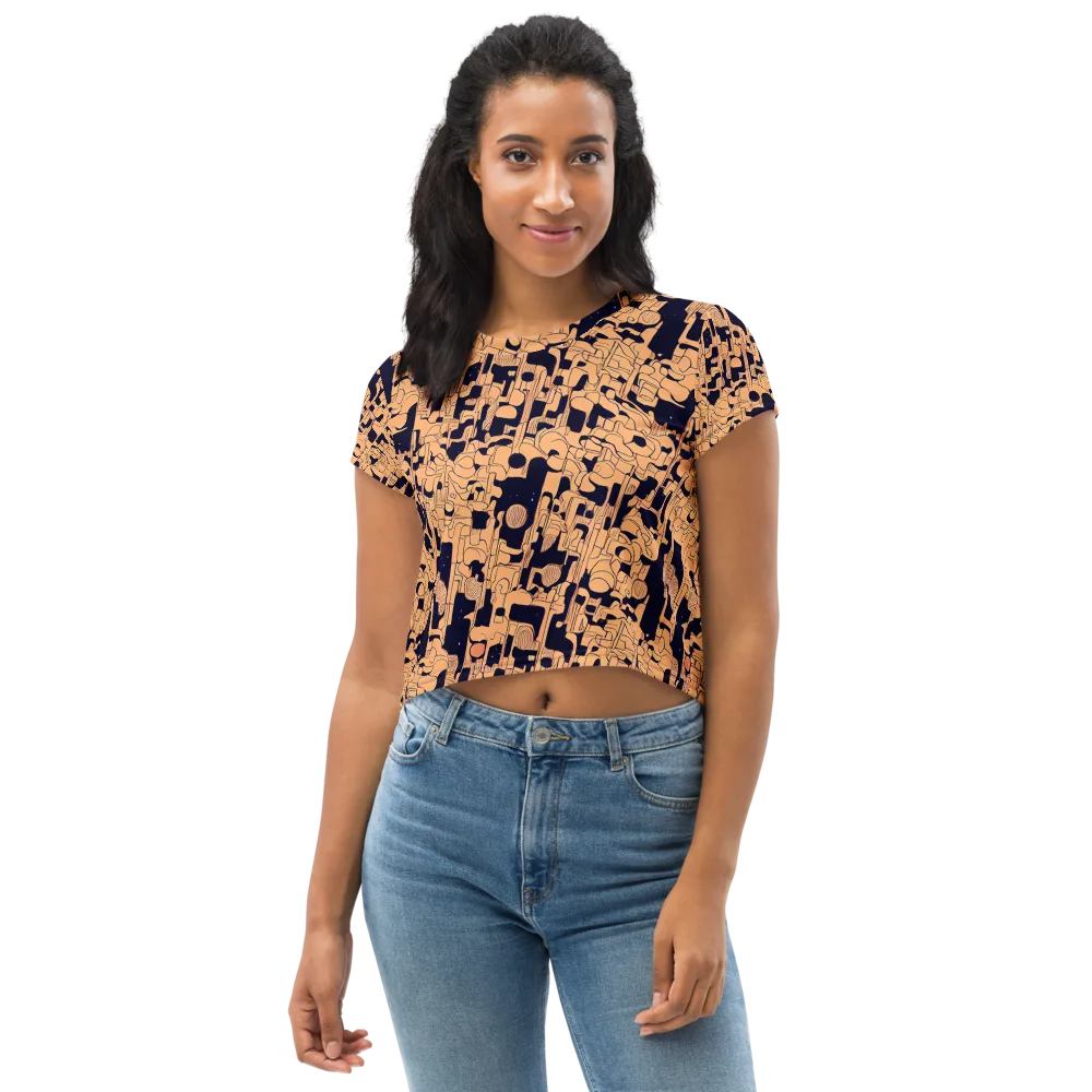Apricot Orbit on Crop Tee — Front