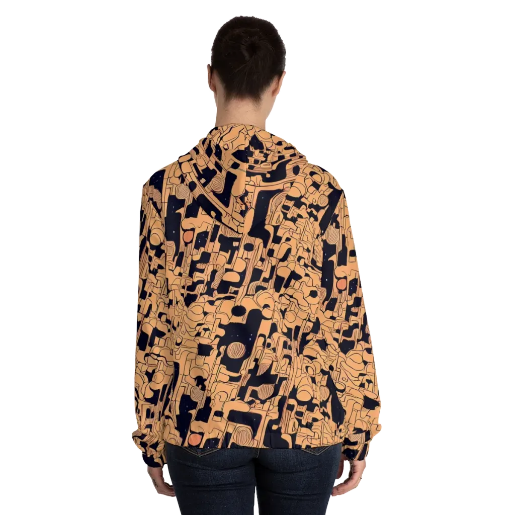 Apricot Orbit on Women's Full-Zip Hoodie — Back On Person