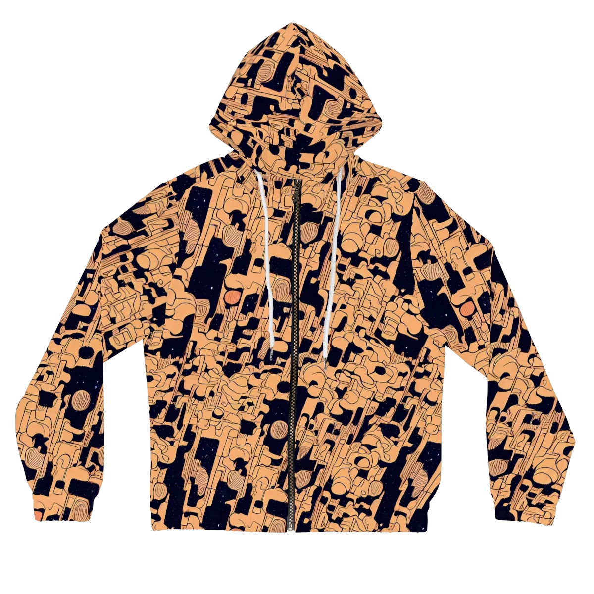 Apricot Orbit on Women's Full-Zip Hoodie — Front